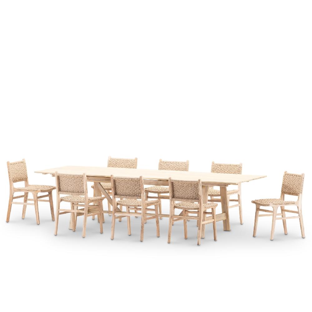 Set Comedor 8pl Extensible Madera 220/300x100 - Lamas & Modena