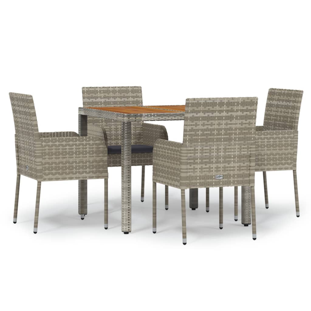 Set Comedor De Jardín 5 Piezas Conjunto De Comedor De Exterior Conjunto De Jardín Con Cojines Ratán Sintético Gris CFW993393