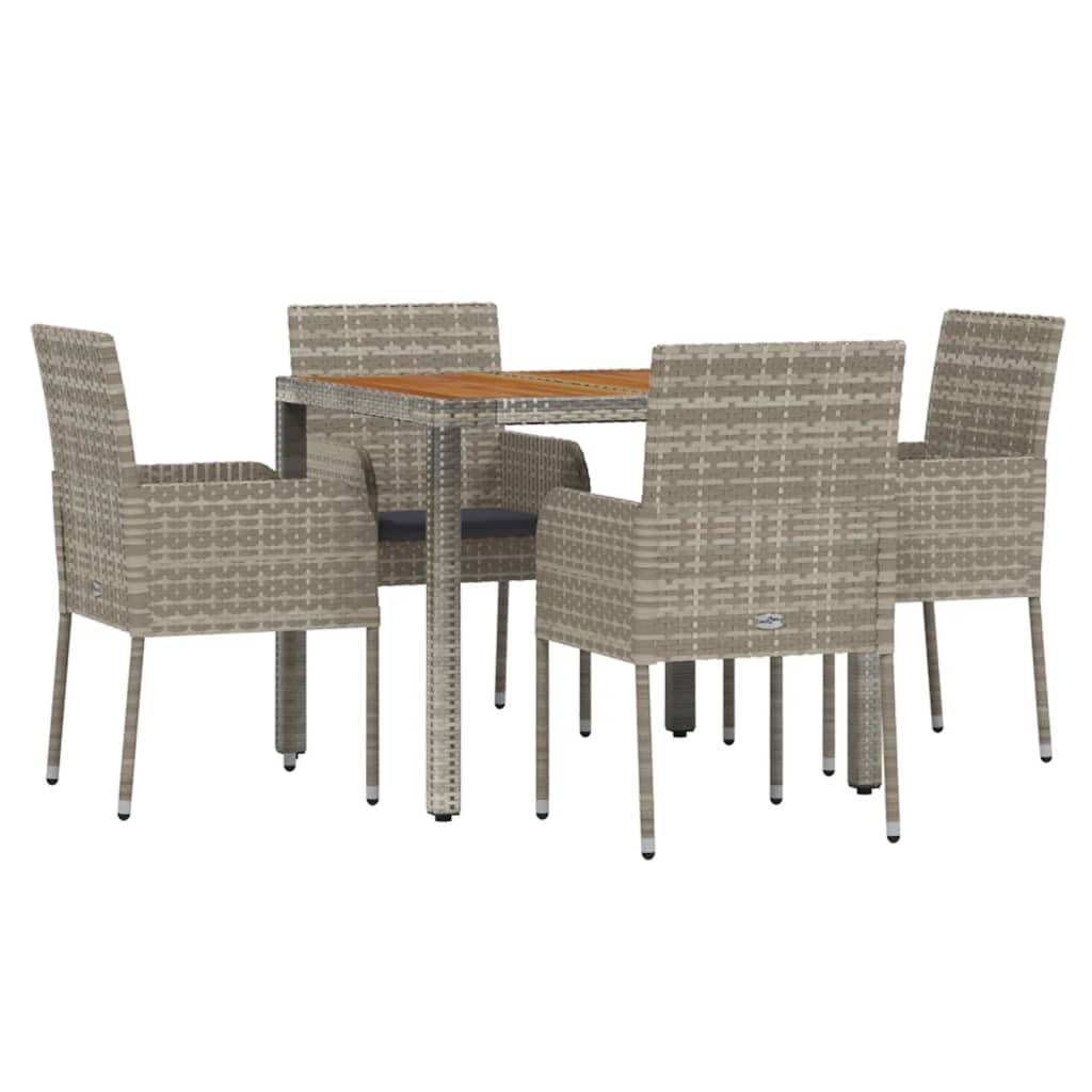 Set Comedor De Jardín 5 Piezas Conjunto De Comedor De Exterior Conjunto De Jardín Con Cojines Ratán Sintético Gris CFW993393