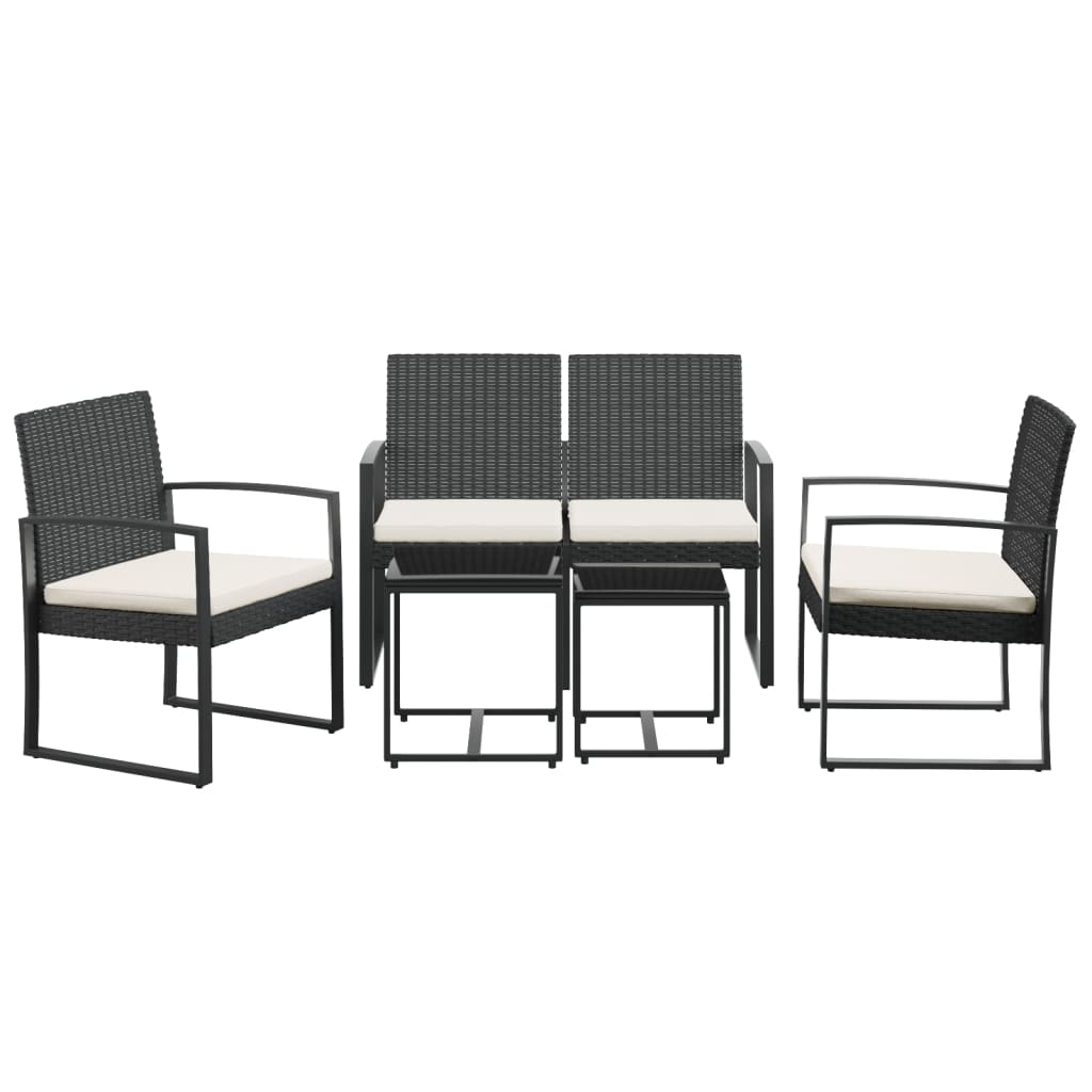 Set Comedor De Jardín 5 Piezas Conjunto De Comedor De Exterior Conjunto De Jardín Con Cojines PP Aspecto Ratán Negro CFW139106