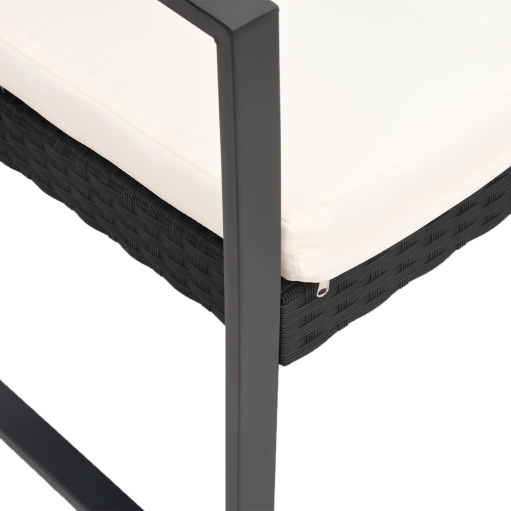 Set Comedor De Jardín 5 Piezas Conjunto De Comedor De Exterior Conjunto De Jardín Con Cojines PP Aspecto Ratán Negro CFW139106