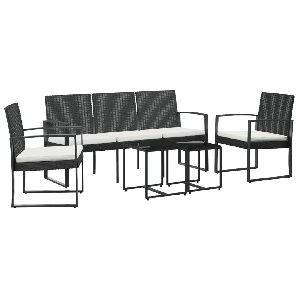 Set Comedor De Jardín 5 Piezas Conjunto De Comedor De Exterior Conjunto De Jardín Con Cojines PP Aspecto Ratán Negro CFW673208