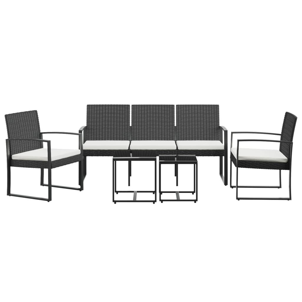 Set Comedor De Jardín 5 Piezas Conjunto De Comedor De Exterior Conjunto De Jardín Con Cojines PP Aspecto Ratán Negro CFW673208