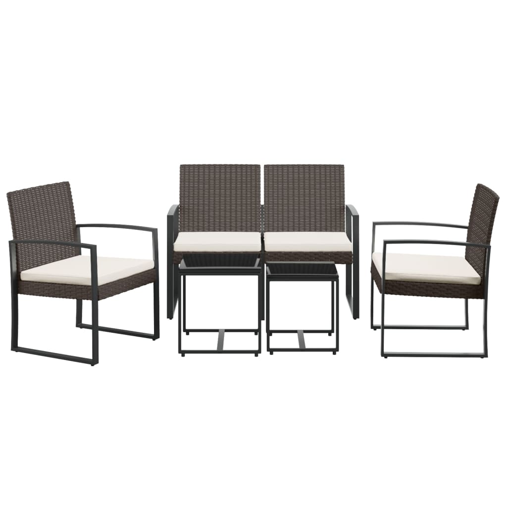 Set Comedor De Jardín 5 Piezas Conjunto De Comedor De Exterior Conjunto De Jardín Y Cojines PP Aspecto Ratán Marrón CFW648356