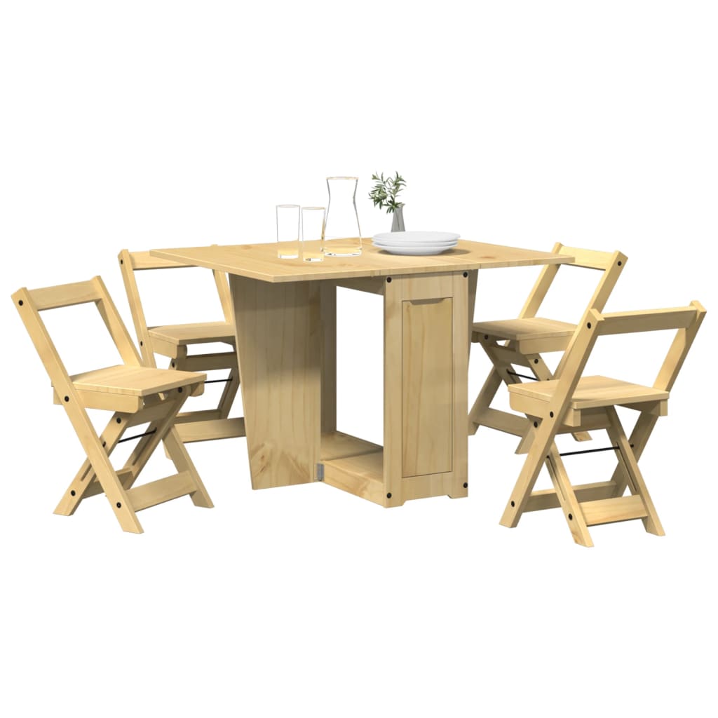 Set Comedor Plegable Mariposa 5 Uds | Juego De Muebles De Jardín Corona Madera Pino Marrón CFW310778