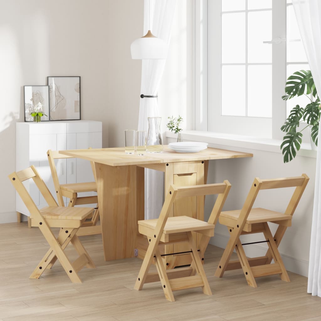 Set Comedor Plegable Mariposa 5 Uds | Juego De Muebles De Jardín Corona Madera Pino Marrón CFW310778