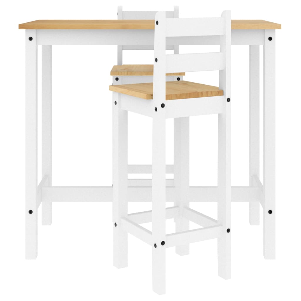 Set De Bar 3 Uds | Conjunto De Mesa Y Sillas Madera Maciza De Pino Blanco CFW31032