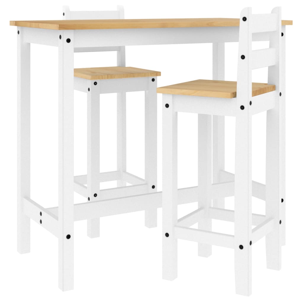 Set De Bar 3 Uds | Conjunto De Mesa Y Sillas Madera Maciza De Pino Blanco CFW31032