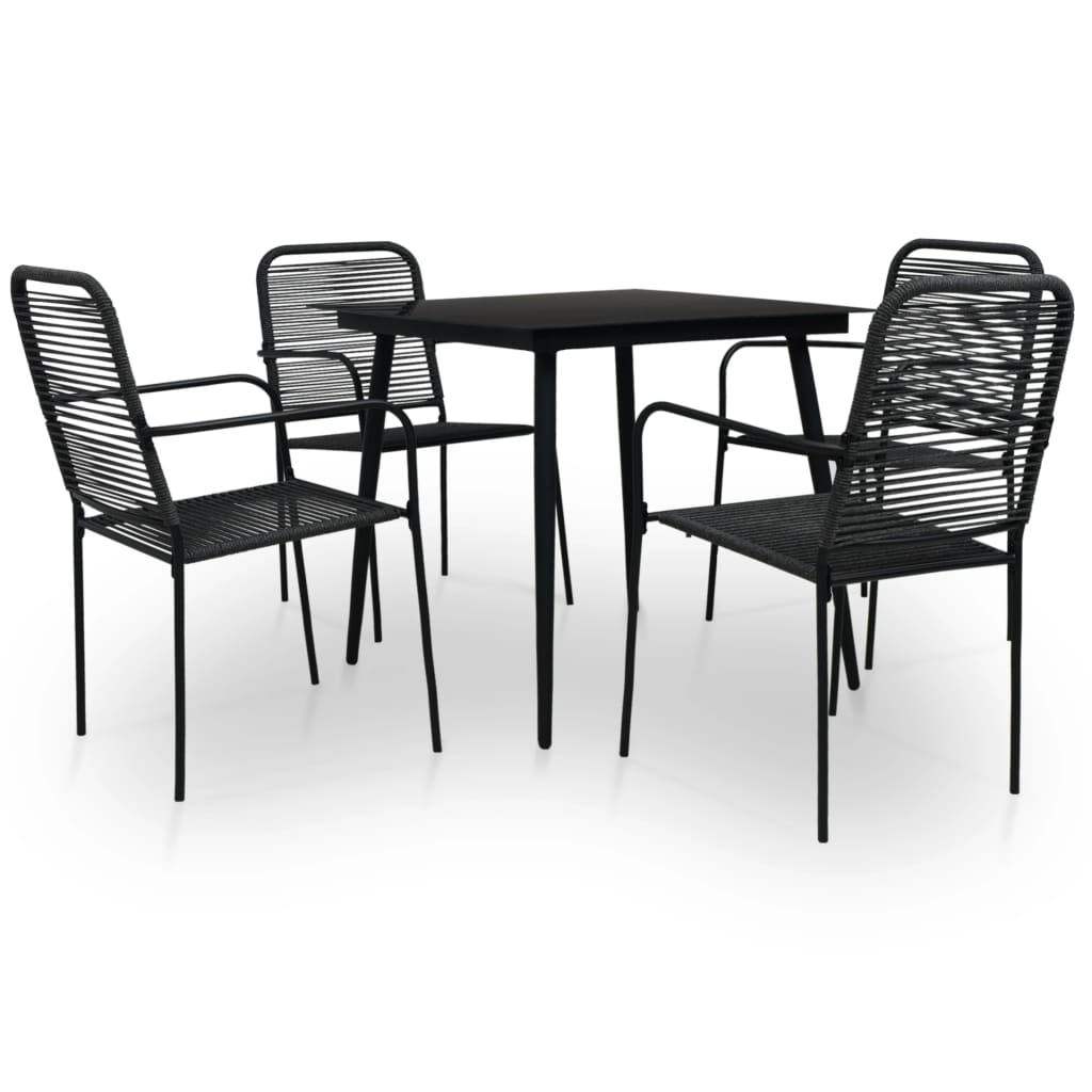 Set de comedor de jardín 5 piezas Conjunto de comedor de exterior Conjunto de jardín cuerda de algodón y acero negro CFW967744