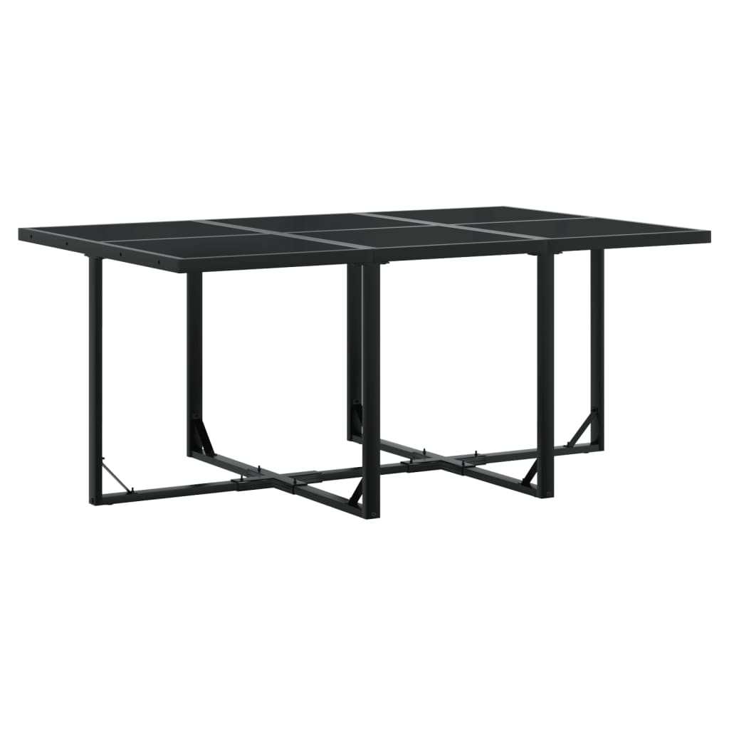 Set De Comedor De Jardín 7 Uds | Muebles De Jardín Y Cojines Ratán Sintético Negro CFW74922