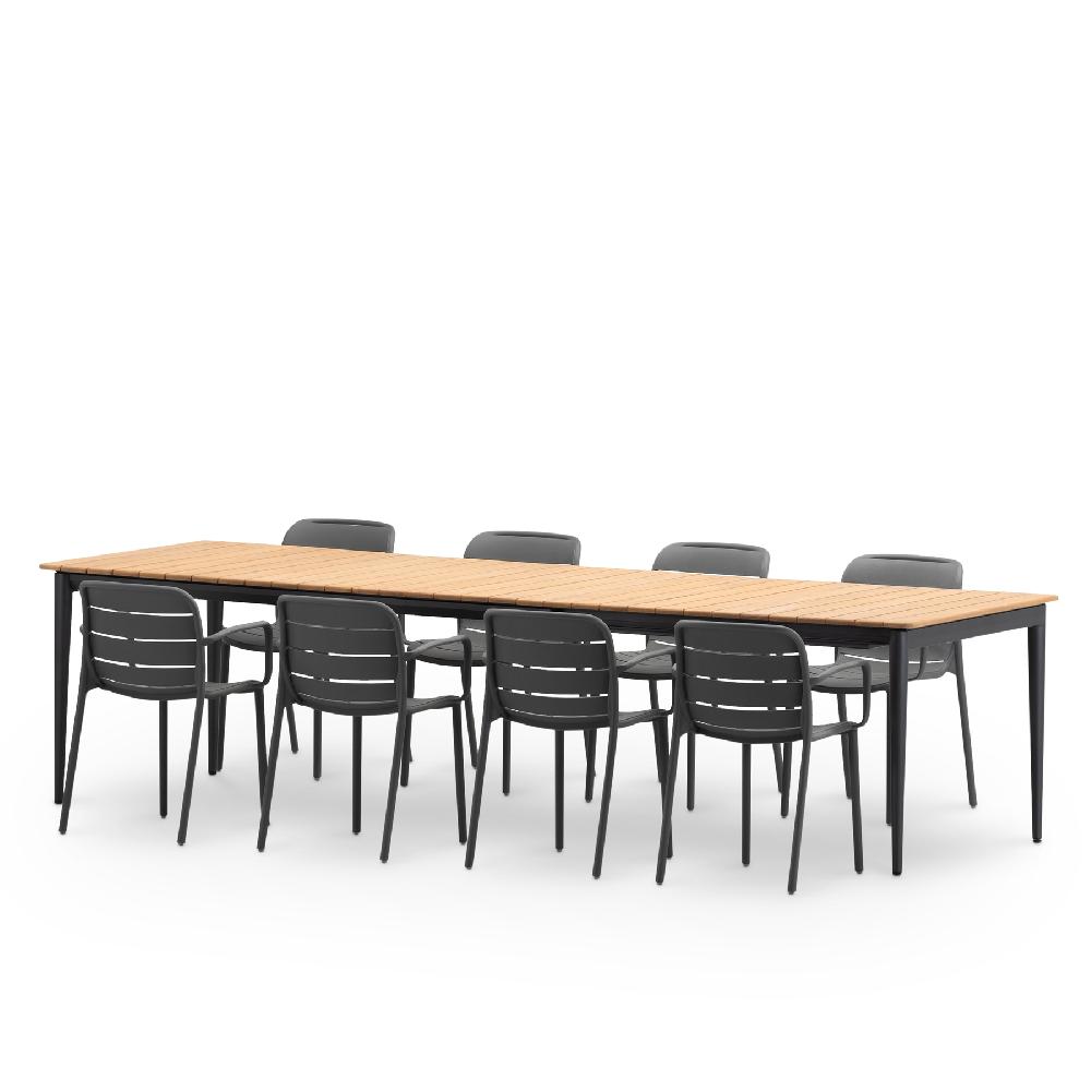Set de comedor jardin extensible 8 plazas antracita - Ottawa & Gala