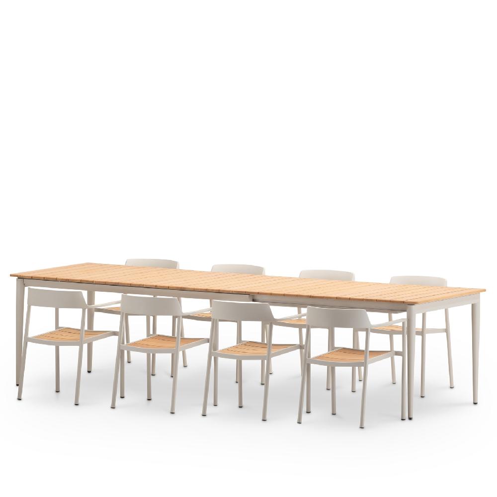 Set de comedor jardin extensible 8 plazas beige - Ottawa