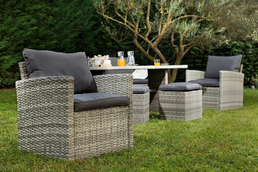 Set De Exterior/jardín En Poliratán Para 7 Personas Catania