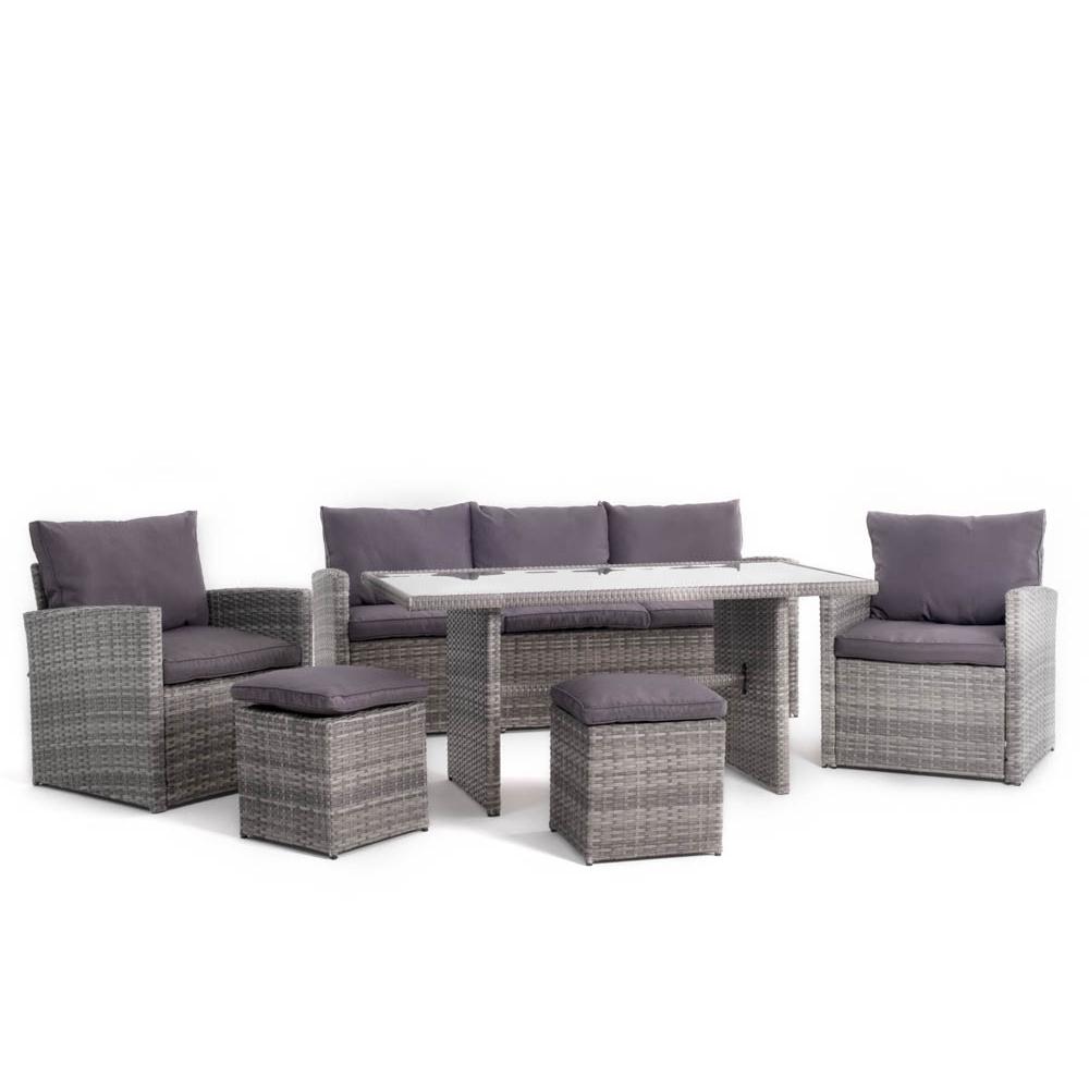 Set de exterior/jardín en poliratán para 7 personas Catania