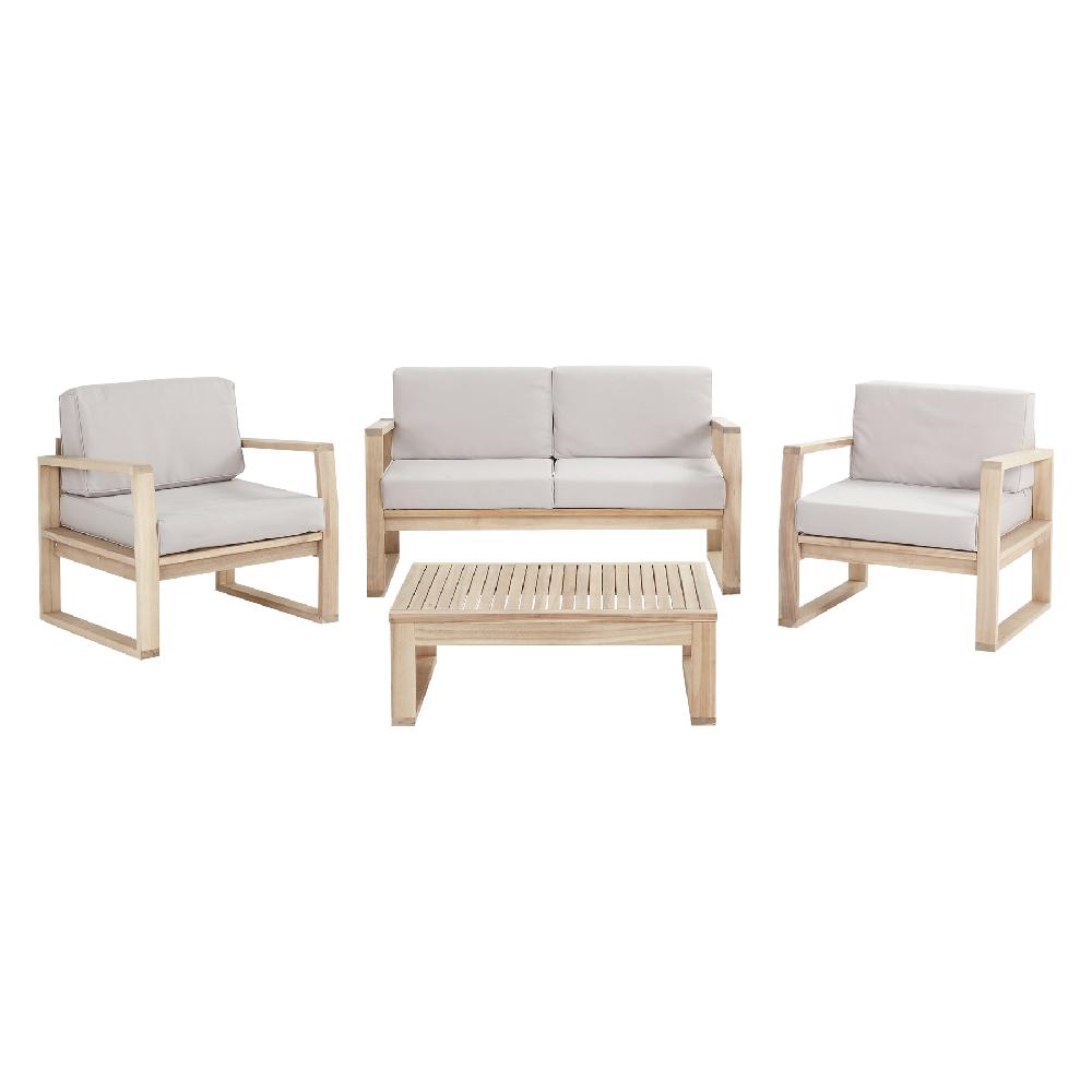 Set De Jardín De Sofás Y Mesa Baja Solaris De Madera Para 4 Personas