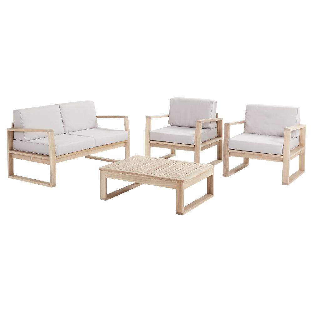 Set De Jardín De Sofás Y Mesa Baja Solaris De Madera Para 4 Personas