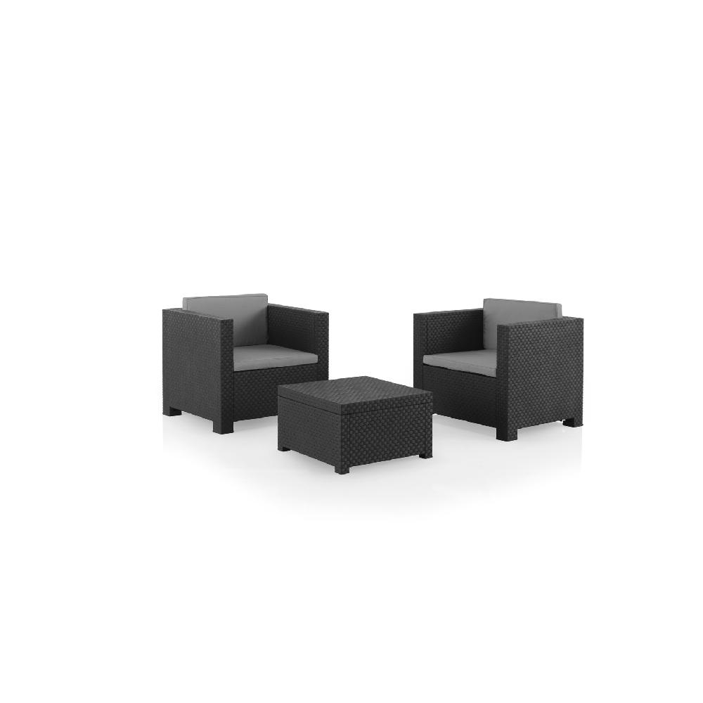 Set de jardín DIVA TETE A TETE ANTRACITA de 2 plazas