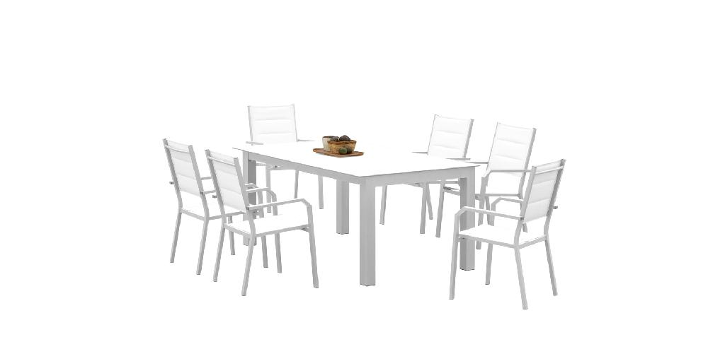 Set de jardín LLENEV 180/6 blanco de 6 plazas