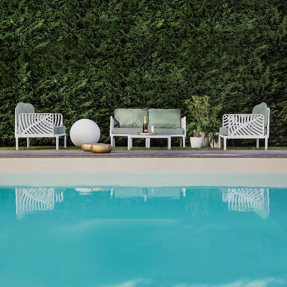 Set De Lujo Kenzia Para Exterior/jardín Con Estructura De Resina Con Fibra De Vidrio Blanco/cuerda