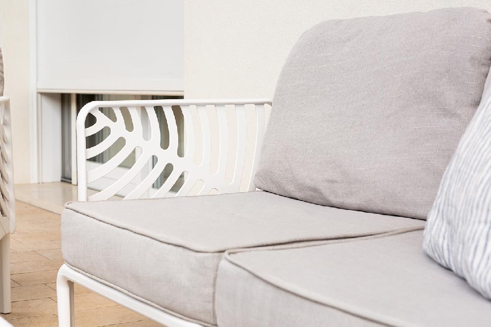 Set De Lujo Kenzia Para Exterior/jardín Con Estructura De Resina Con Fibra De Vidrio Blanco/cuerda