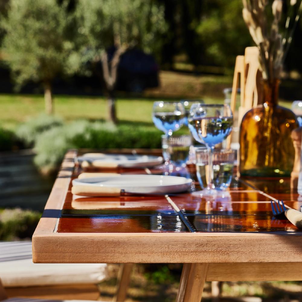 Set De Mesa De Madera Y Cerámica Terracota Y 8 Sillas - Bisbal & Provenza