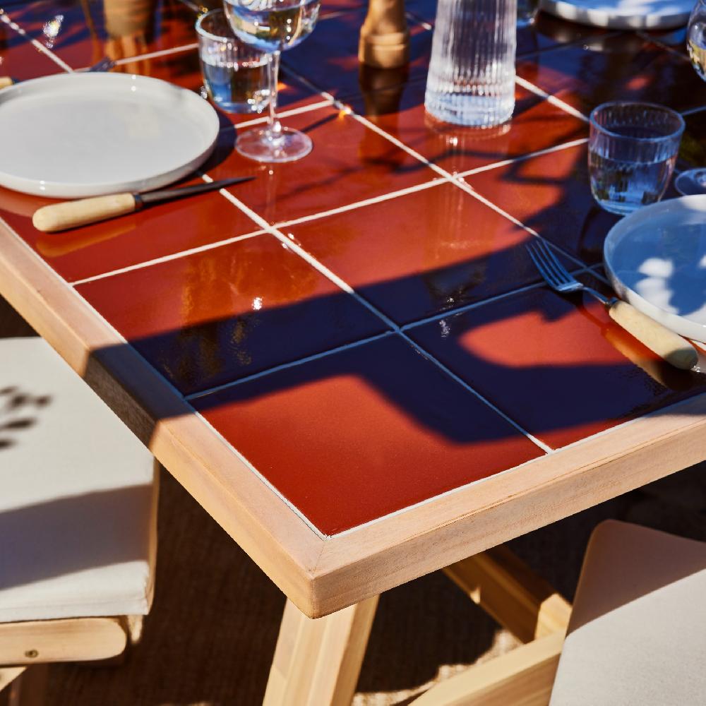 Set De Mesa De Madera Y Cerámica Terracota Y 8 Sillas - Bisbal & Provenza