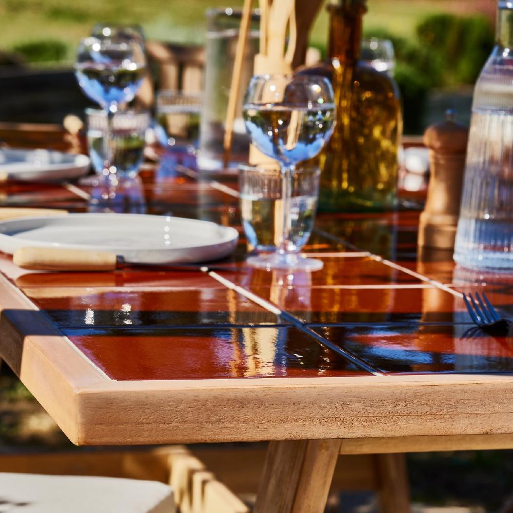 Set De Mesa De Madera Y Cerámica Terracota Y 8 Sillas - Bisbal & Provenza