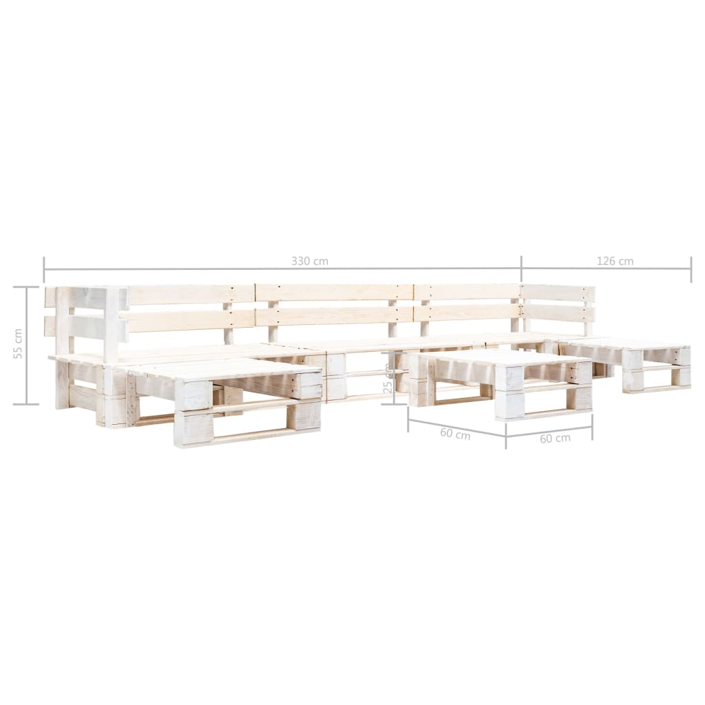 Set De Muebles De Jardín De Palets 6 Piezas Madera Blanco