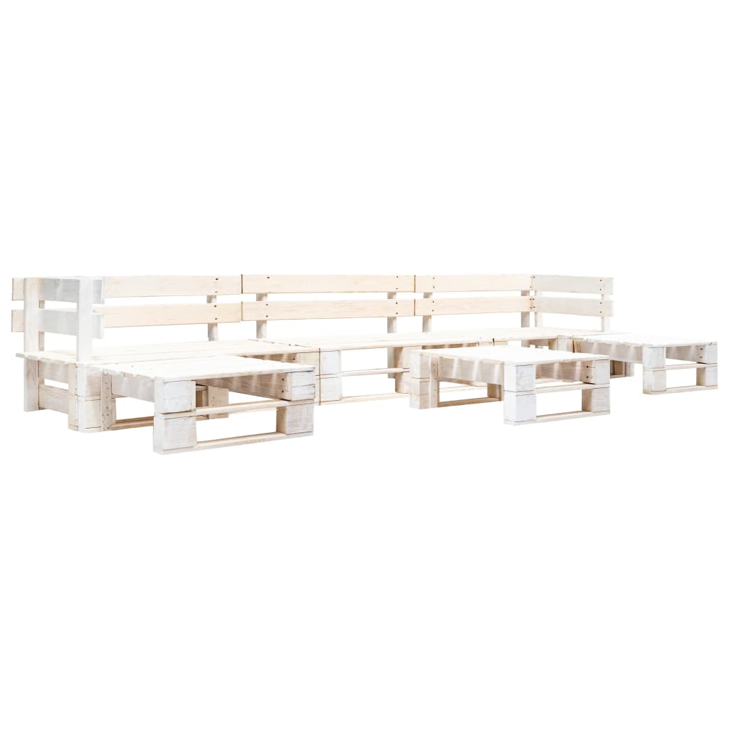 Set De Muebles De Jardín De Palets 6 Piezas Madera Blanco