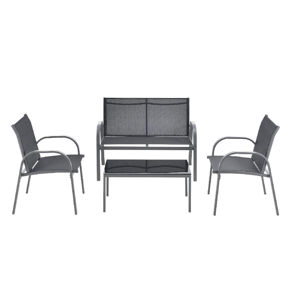 Set De Muebles De Jardín Gagra Banco Con Mesa De Centro - Gris Y Negro [en.casa]