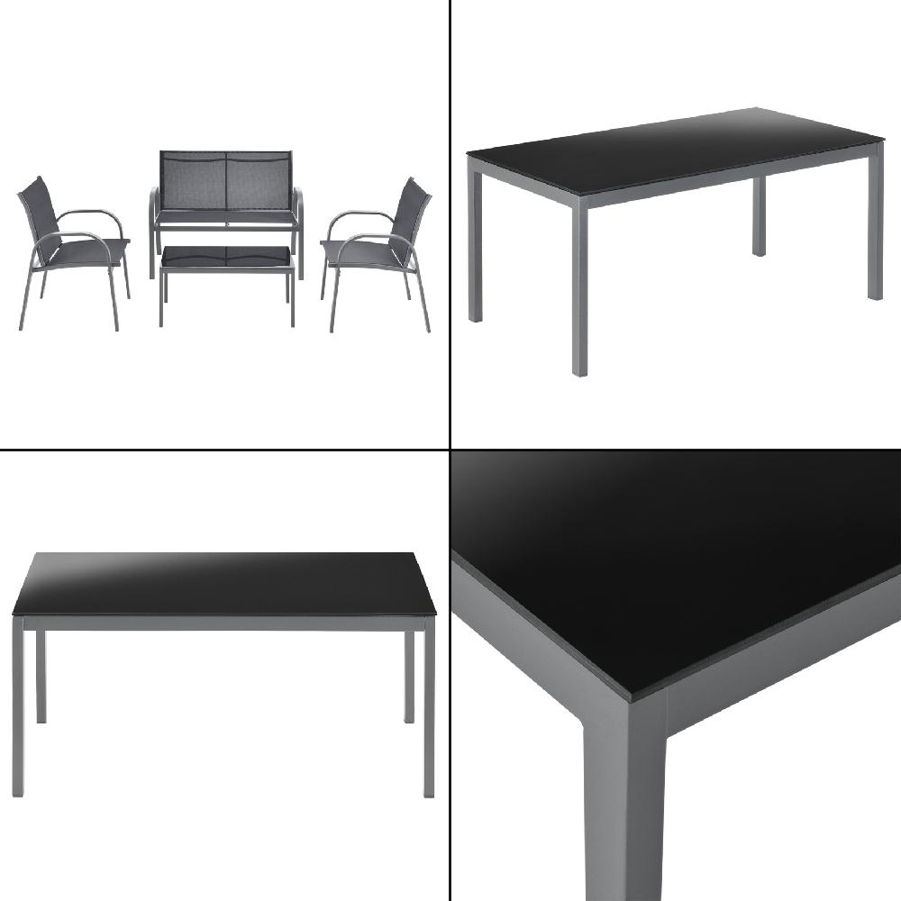 Set De Muebles De Jardín Gagra Banco Con Mesa De Centro - Gris Y Negro [en.casa]