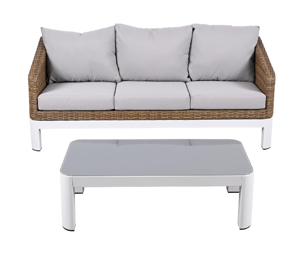 Set de muebles de porche de aluminio Salónica (sofá + mesa). Parte conjunto