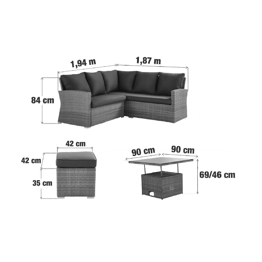 Set De Muebles De Porche NATERIAL Davos De Aluminio Y Ratán 6 Personas