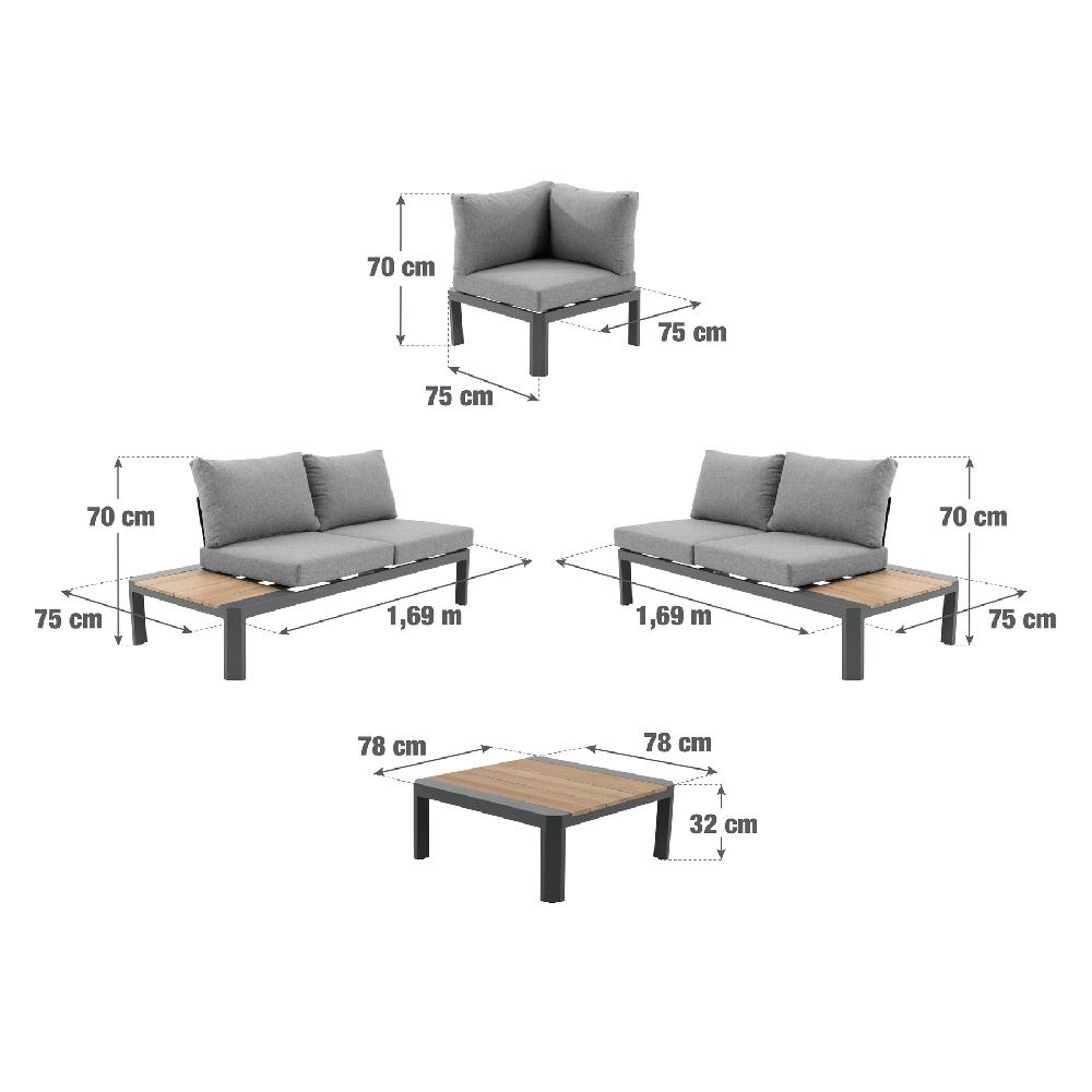Set De Porche De Aluminio Naterial Bali Para 5 Personas