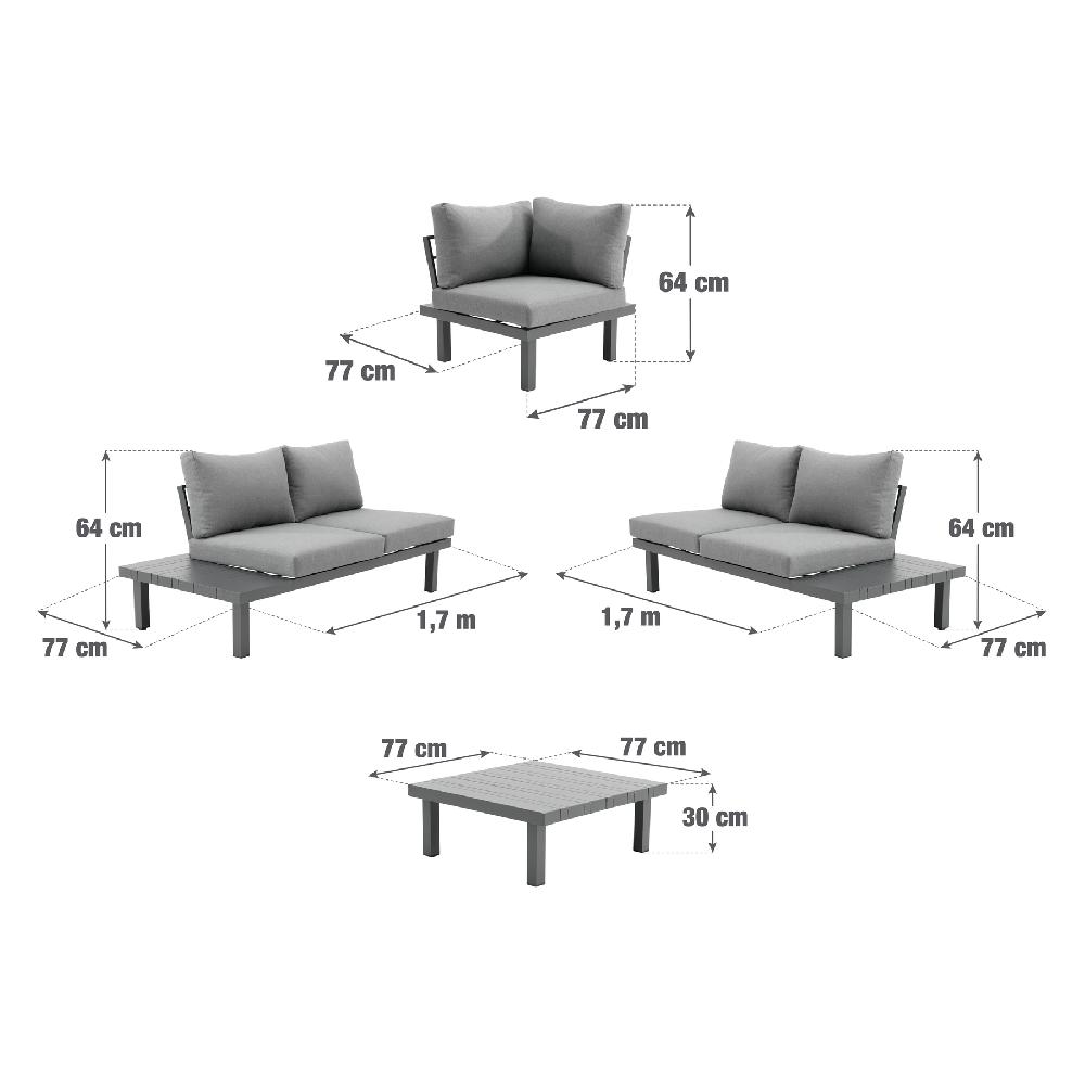 Set De Porche De Aluminio Naterial Subyra Gris Para 5 Personas