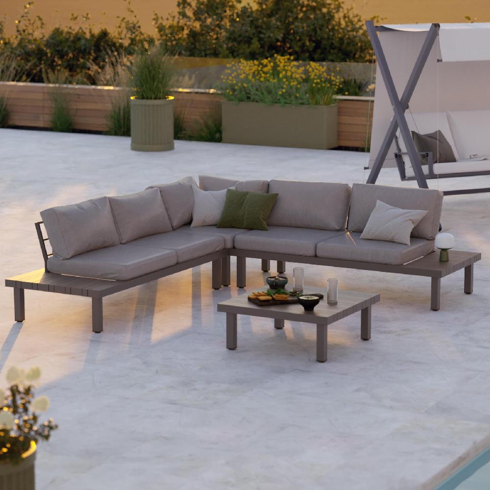 Set de porche de aluminio Naterial Subyra gris para 5 personas