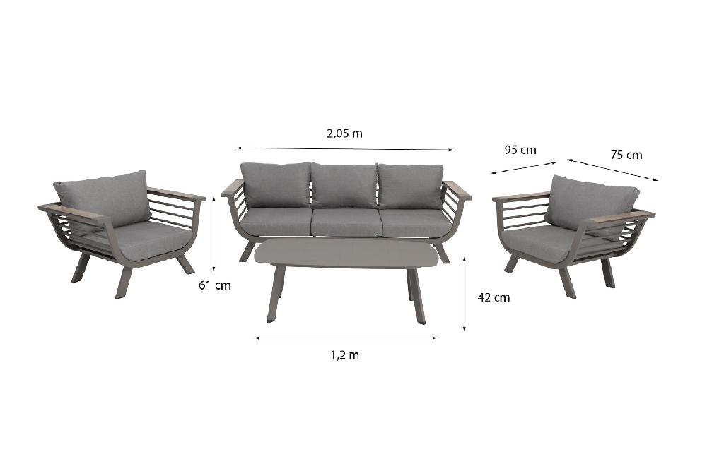 Set De Porche De Aluminio Y Madera NATERIAL Neckar 5 Personas
