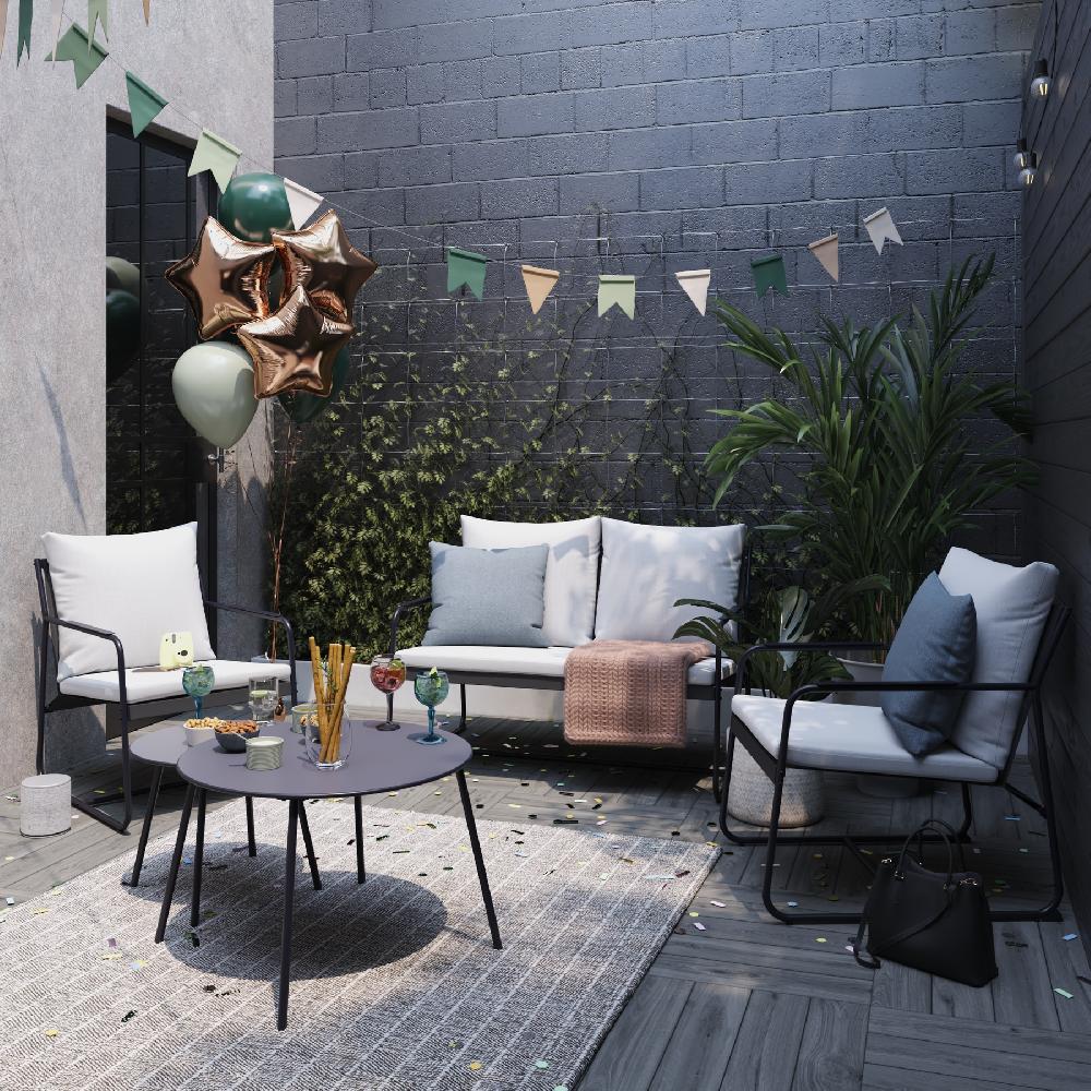 Set De Porche De Jardín NATERIAL Fino De Acero Para 4 Personas