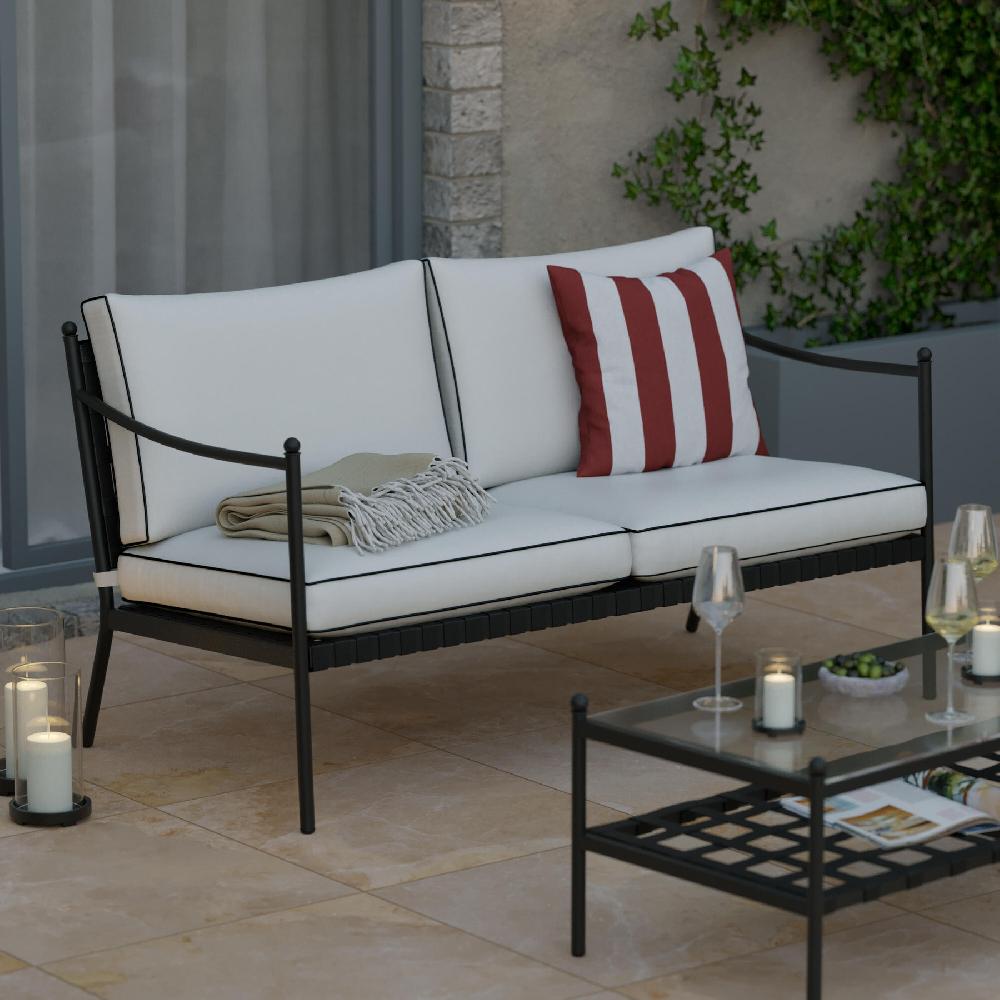 Set De Porche De Jardín NATERIAL Victoria De Acero Para 4 Personas