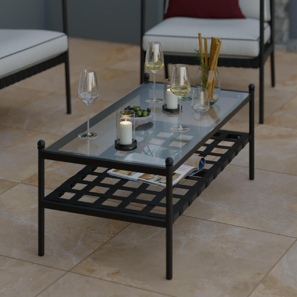 Set De Porche De Jardín NATERIAL Victoria De Acero Para 4 Personas