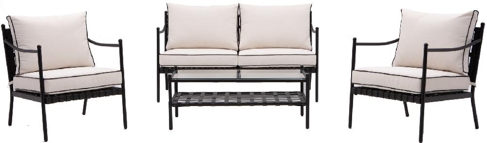 Set de porche de jardín NATERIAL Victoria de acero para 4 personas