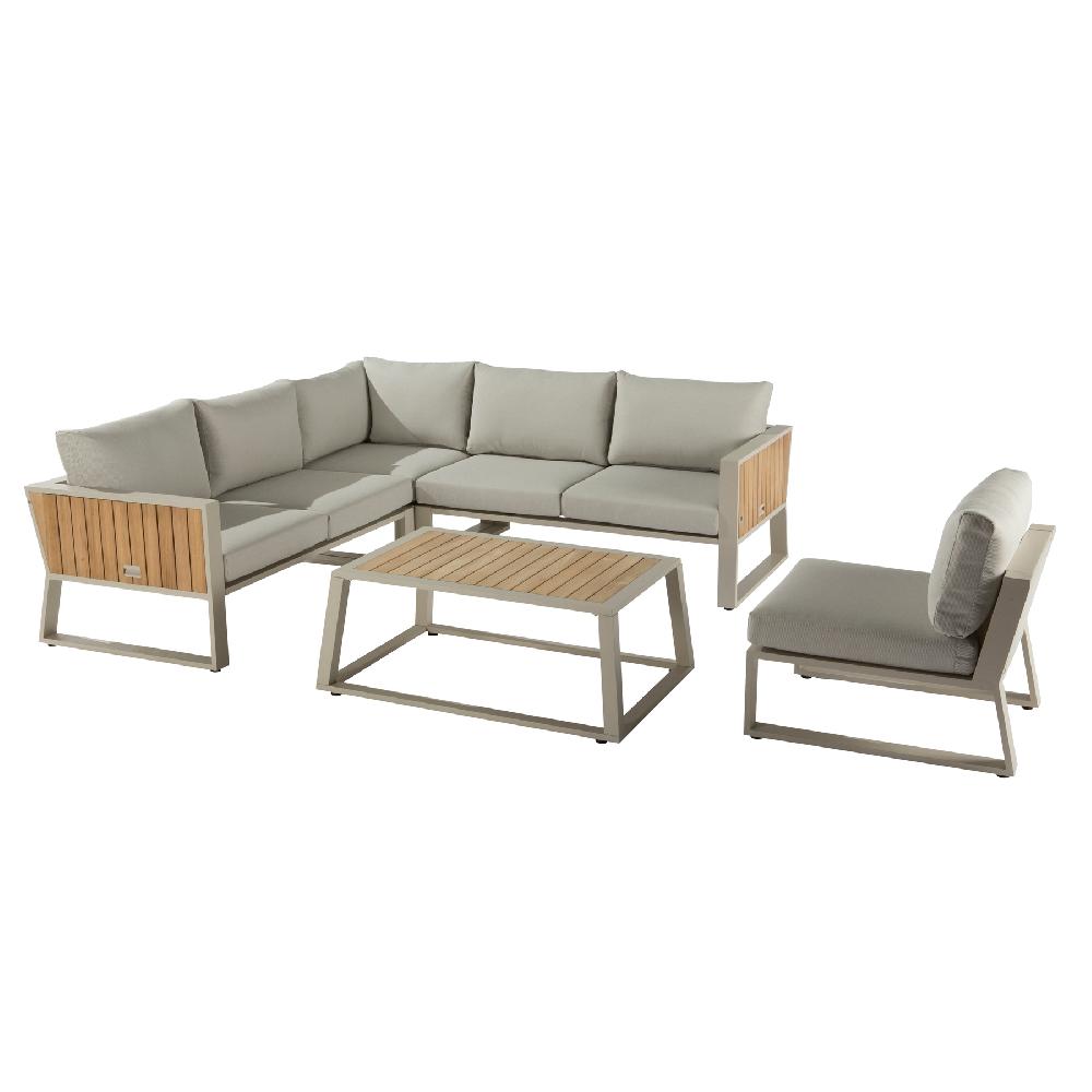 Set De Porche Esquinero NATERIAL Elani De Aluminio/madera Para 6 Personas