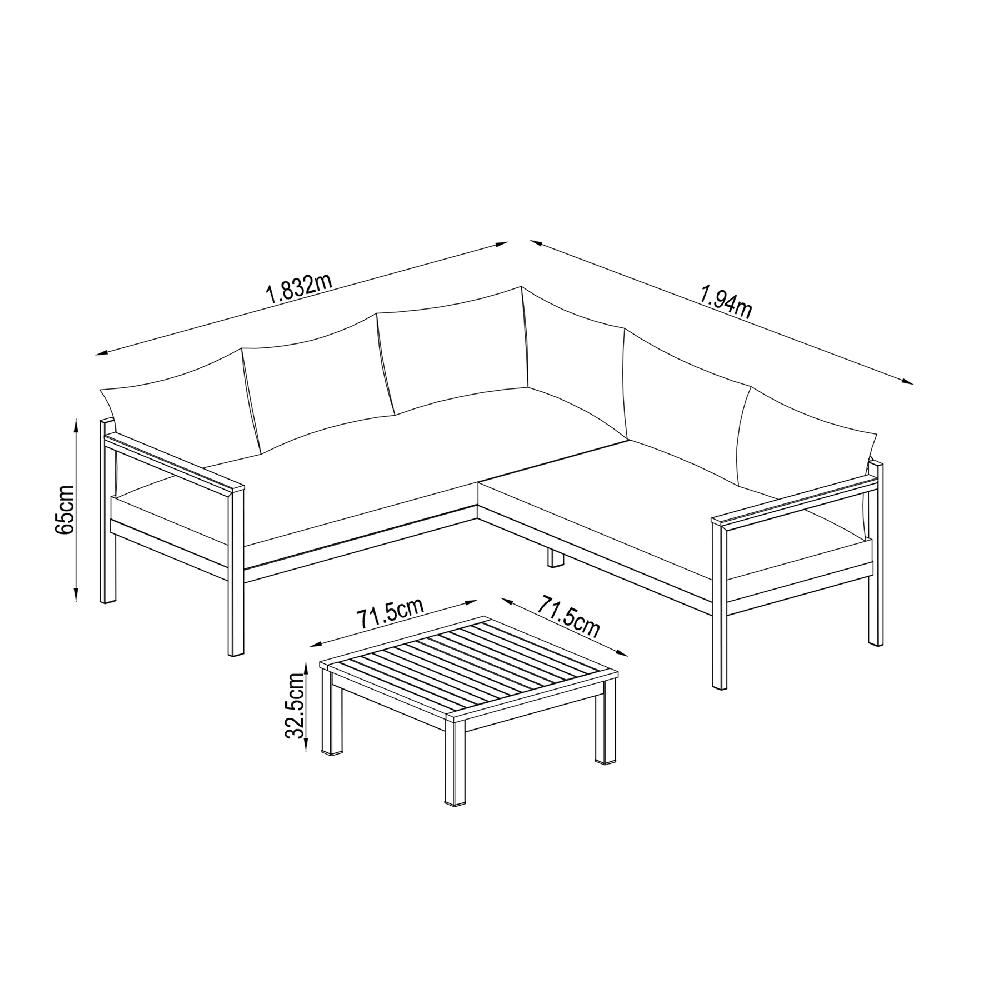 Set De Porche Esquinero NATERIAL Oris II De Aluminio Blanco Para 5 Personas