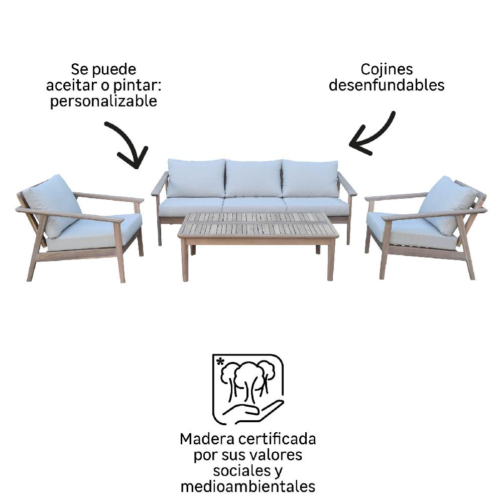 Set De Porche NATERIAL Atlas Premium De Madera Para 5 Personas