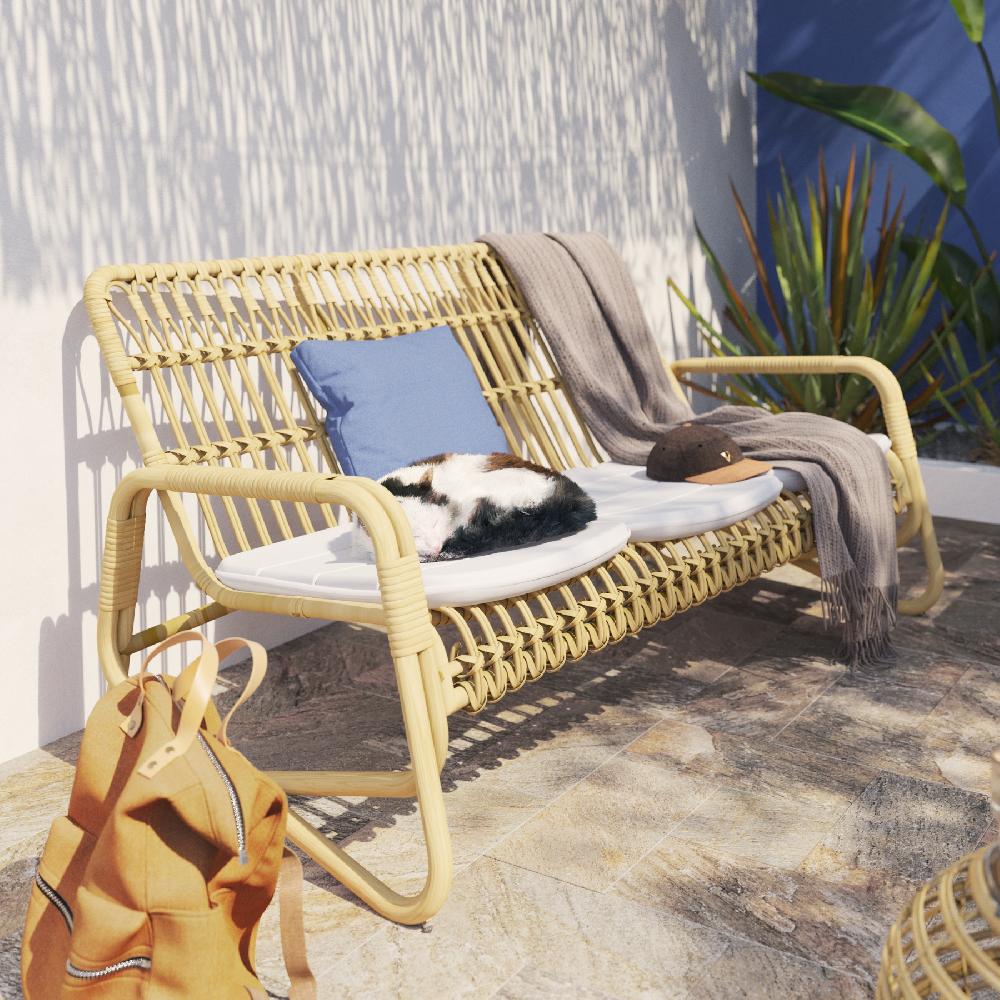 Set de porche NATERIAL Bellis de aluminio/mimbre para 5 personas