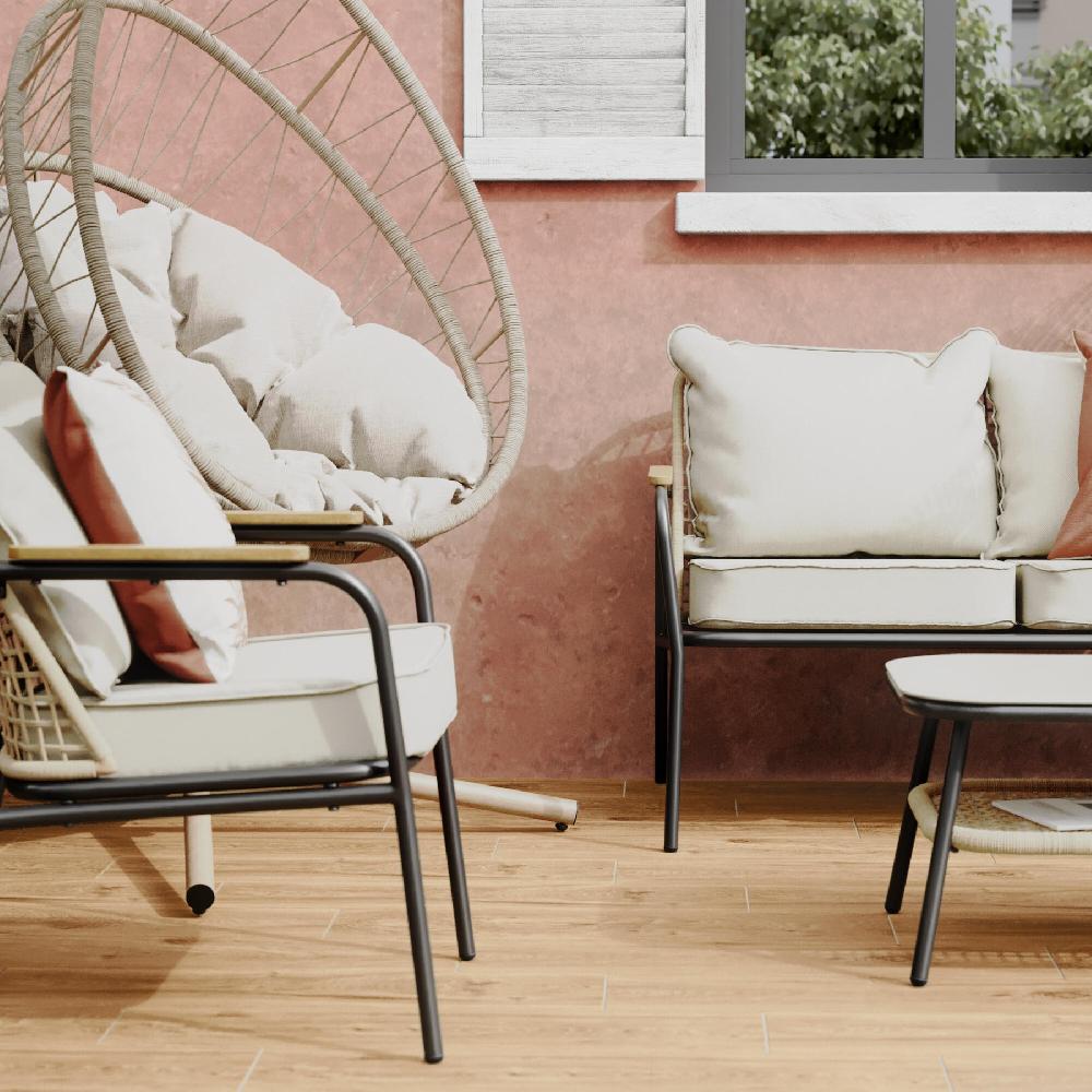 Set De Porche NATERIAL Etos De Acero Gris Para 4 Personas