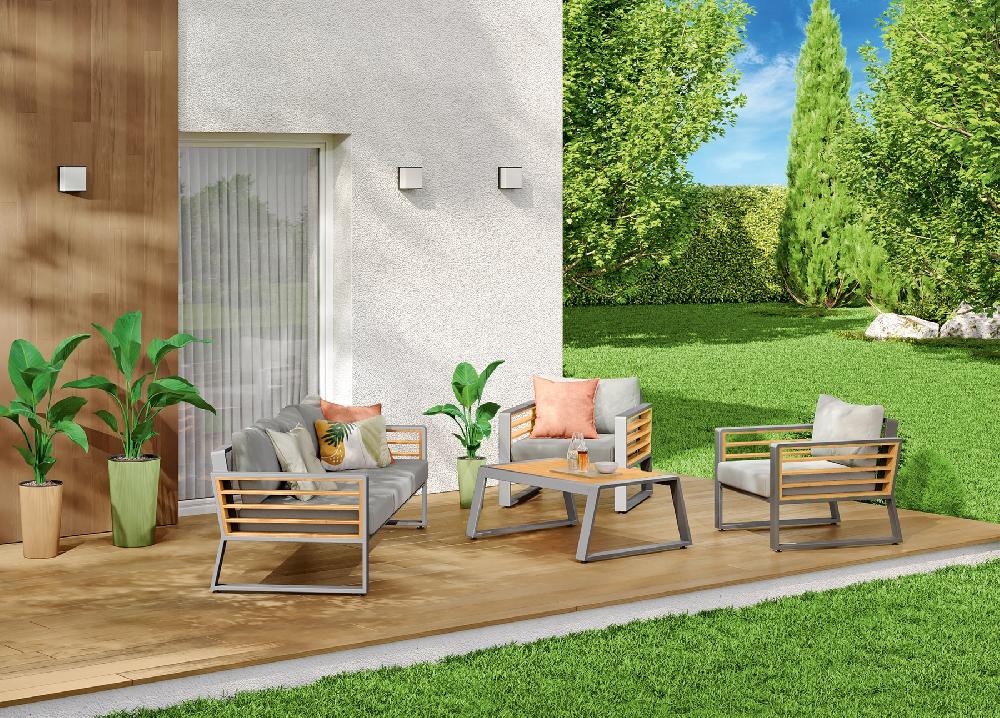 Set De Porche NATERIAL Ionis De Aluminio/madera Para 5 Personas