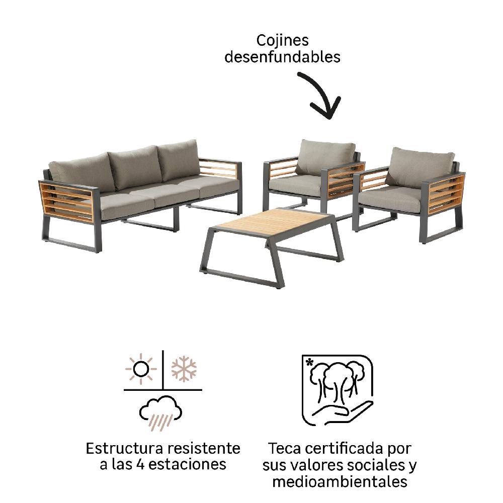 Set De Porche NATERIAL Ionis De Aluminio/madera Para 5 Personas