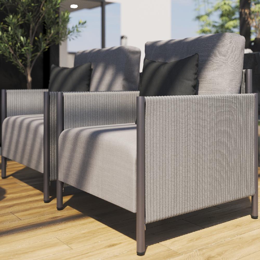 Set De Porche NATERIAL Iros De Aluminio Gris Para 4 Personas