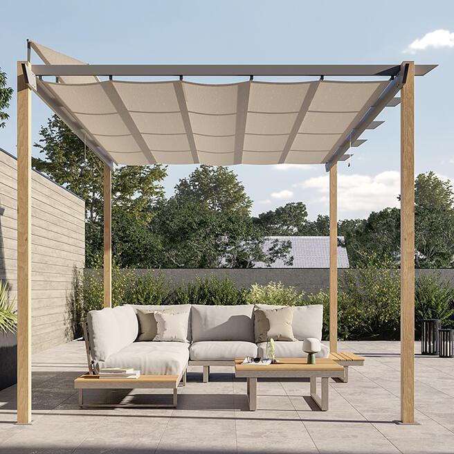 Set de porche Naterial Menorca beige de aluminio para 5 personas